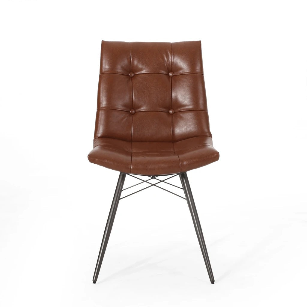 Poulan Contemporary Tufted Dining Chairs with Toothpick Legs, Set of 2