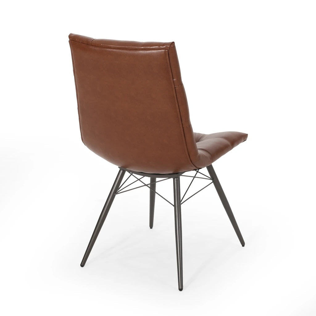Poulan Contemporary Tufted Dining Chairs with Toothpick Legs, Set of 2