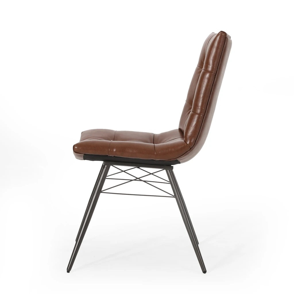 Poulan Contemporary Tufted Dining Chairs with Toothpick Legs, Set of 2