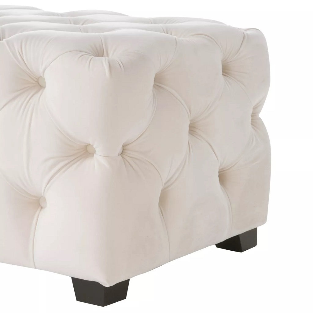Provence Button Tufted Velvet Rectangle Ottoman Bench