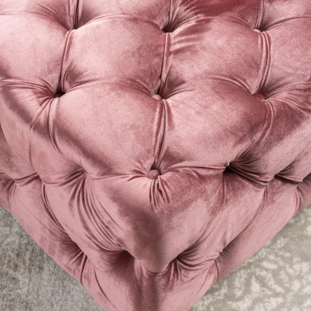 Provence Button Tufted Velvet Rectangle Ottoman Bench