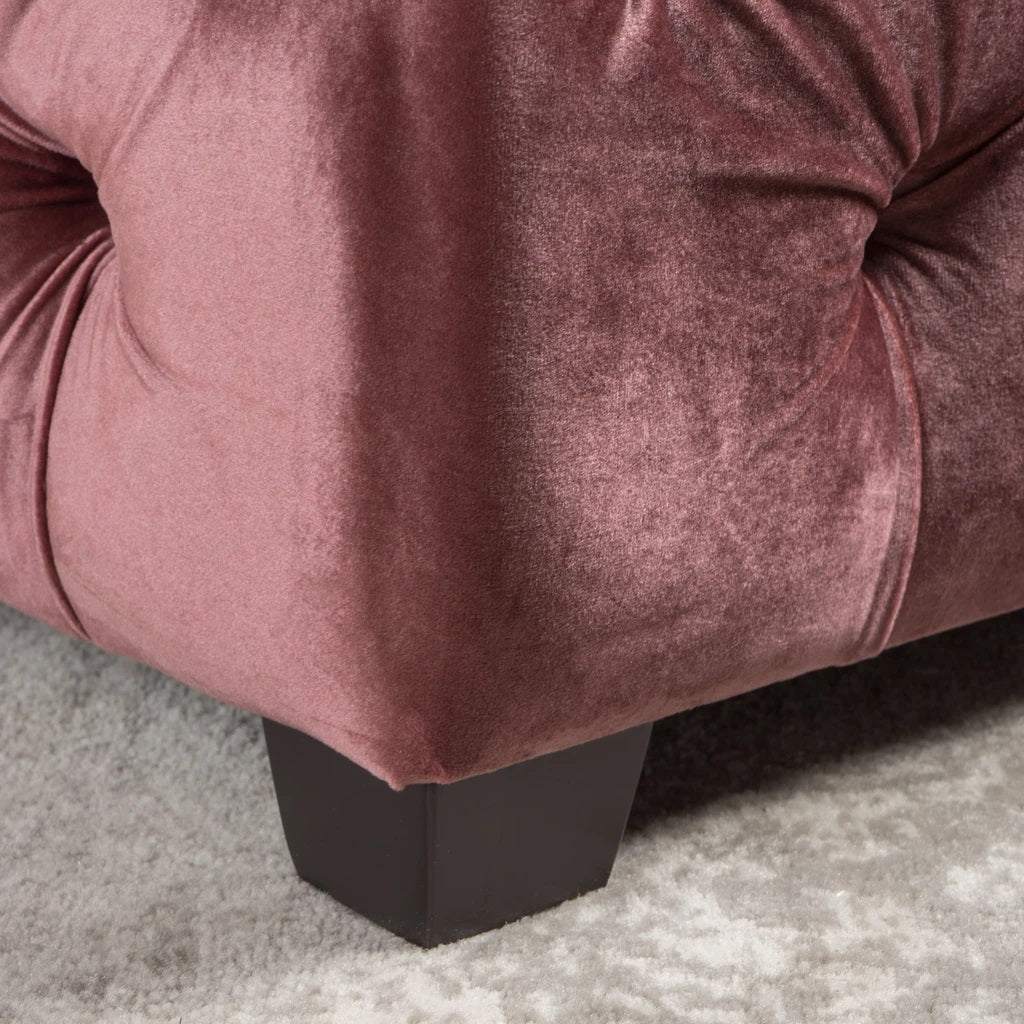 Provence Button Tufted Velvet Rectangle Ottoman Bench