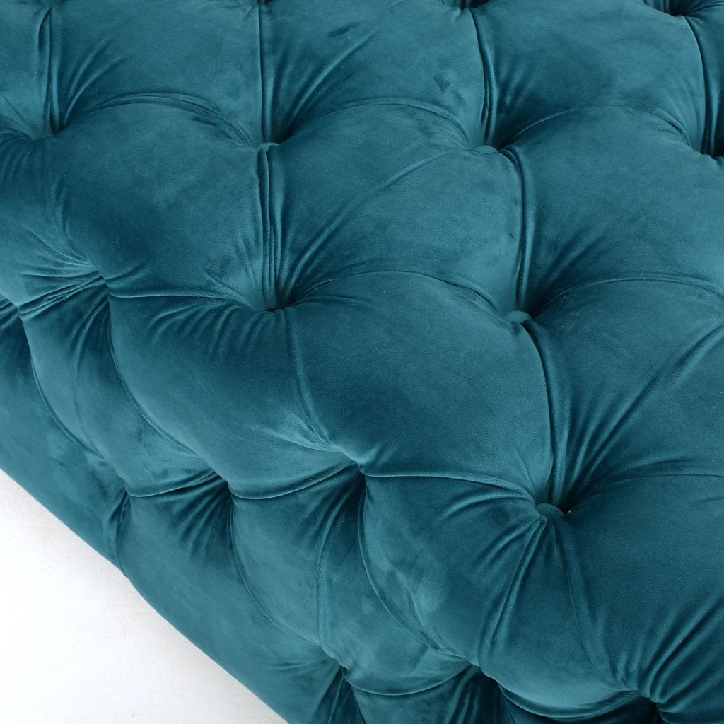 Provence Button Tufted Velvet Rectangle Ottoman Bench