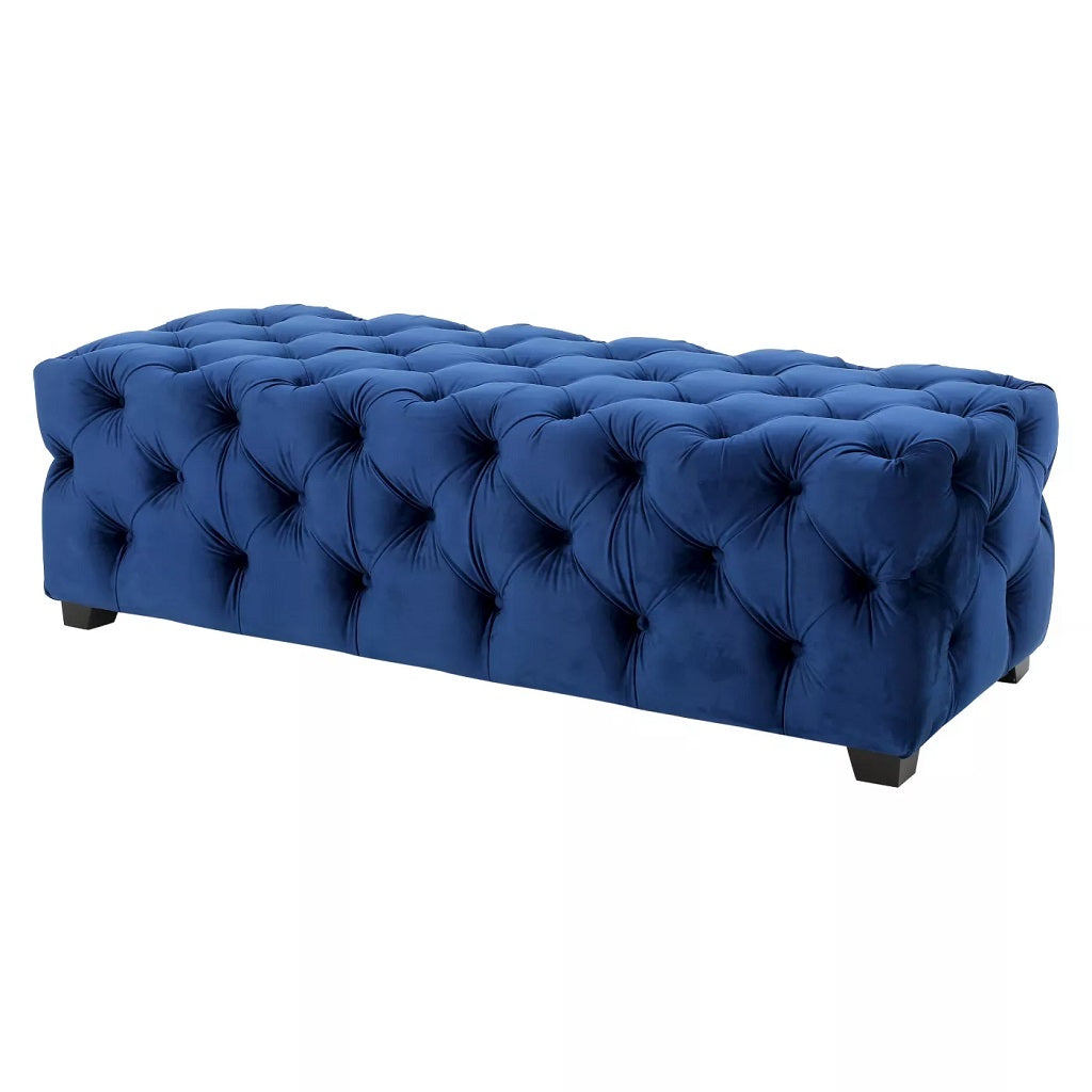 Provence Button Tufted Velvet Rectangle Ottoman Bench