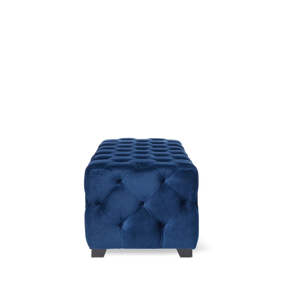 Provence Button Tufted Velvet Rectangle Ottoman Bench