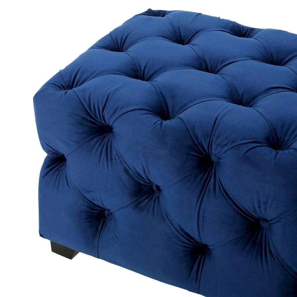 Provence Button Tufted Velvet Rectangle Ottoman Bench