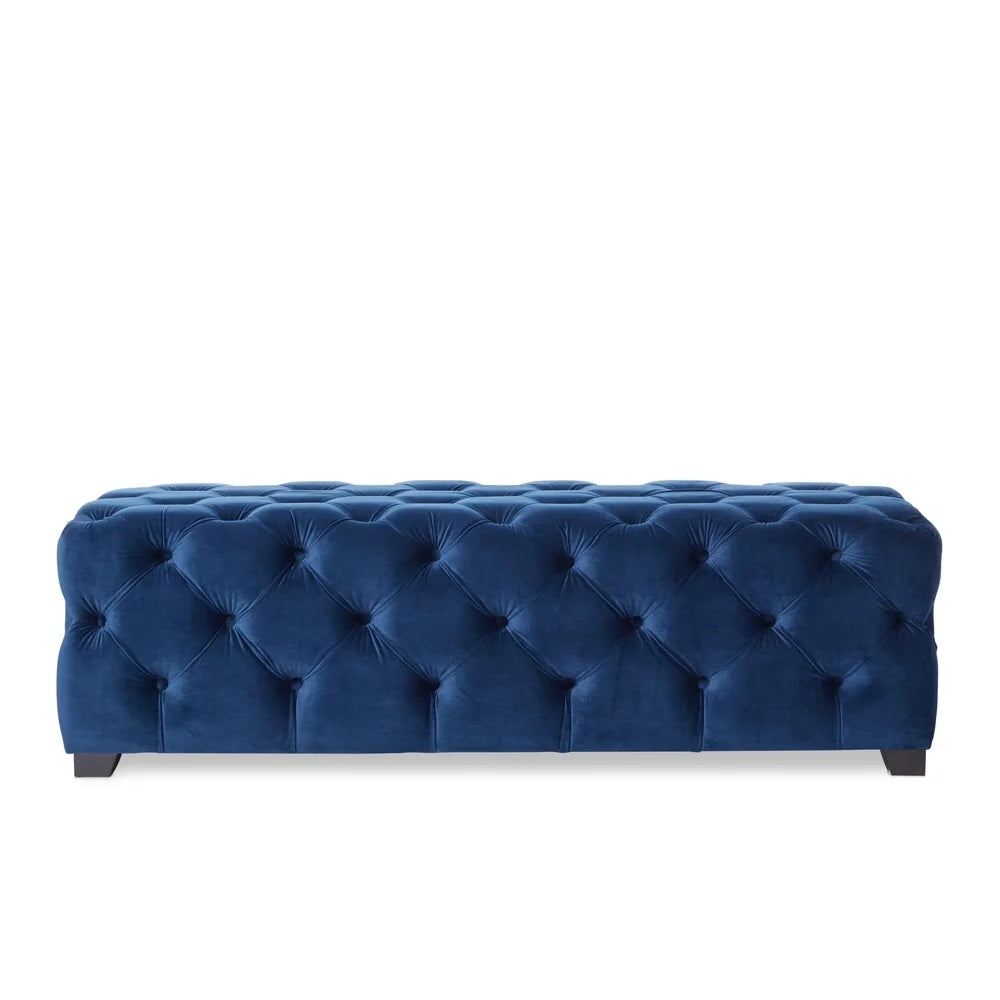 Provence Button Tufted Velvet Rectangle Ottoman Bench