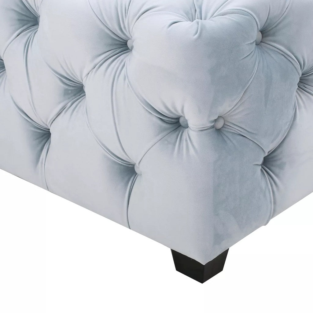 Provence Button Tufted Velvet Rectangle Ottoman Bench