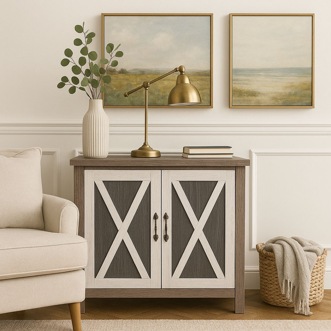 Rustic Farmhouse Storage Cabinet with Barn Door