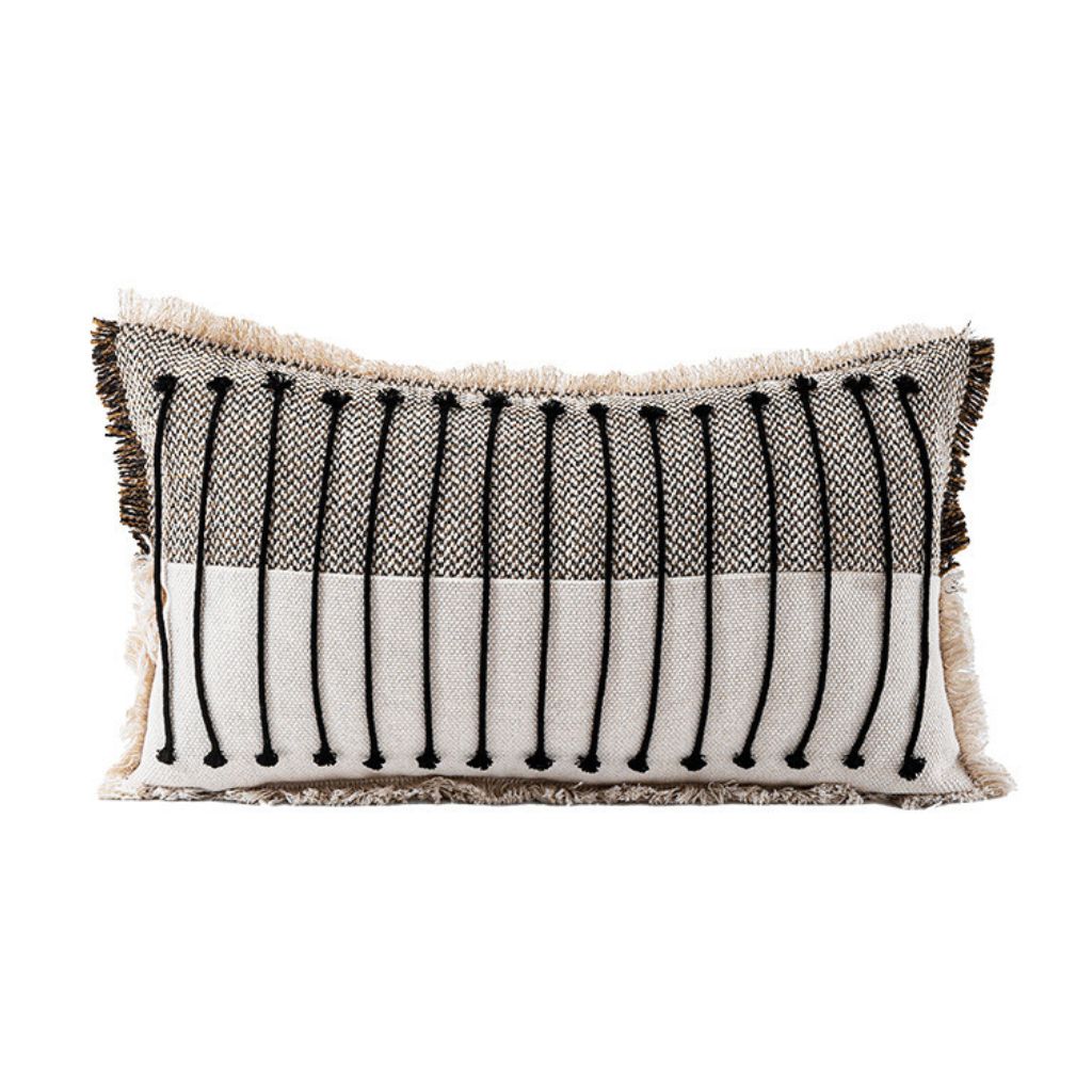 Rustic Handwoven Loom Lumbar Pillow Cover