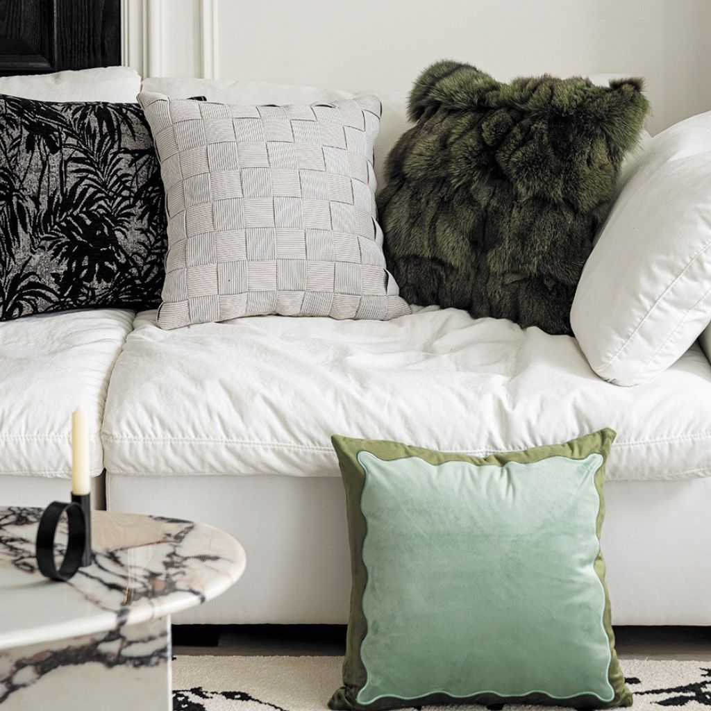 Sage Scalloped Edge Throw Pillow Cover
