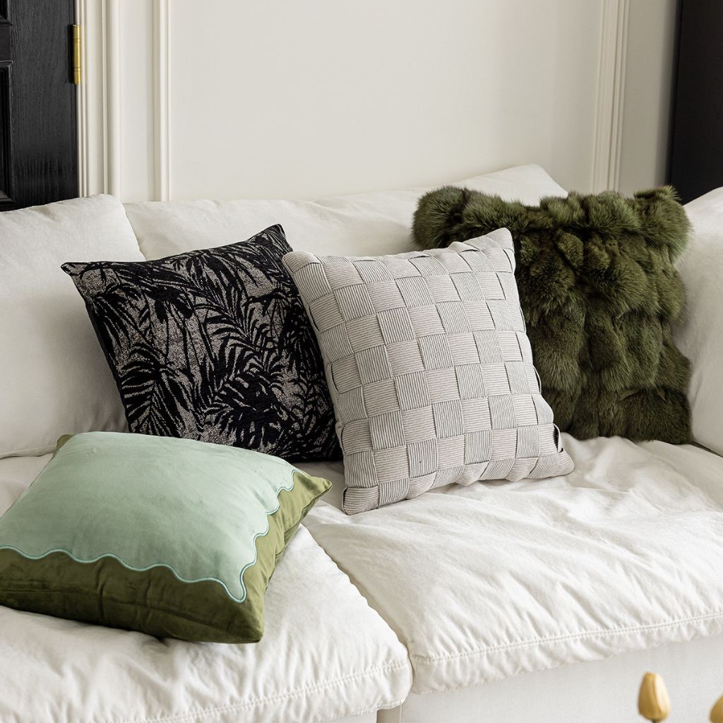 Sage Scalloped Edge Throw Pillow Cover