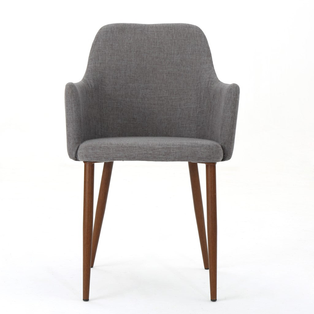 Serra Mid Century Fabric Dining Chair with Wood Finished Metal Legs (Set of 2)