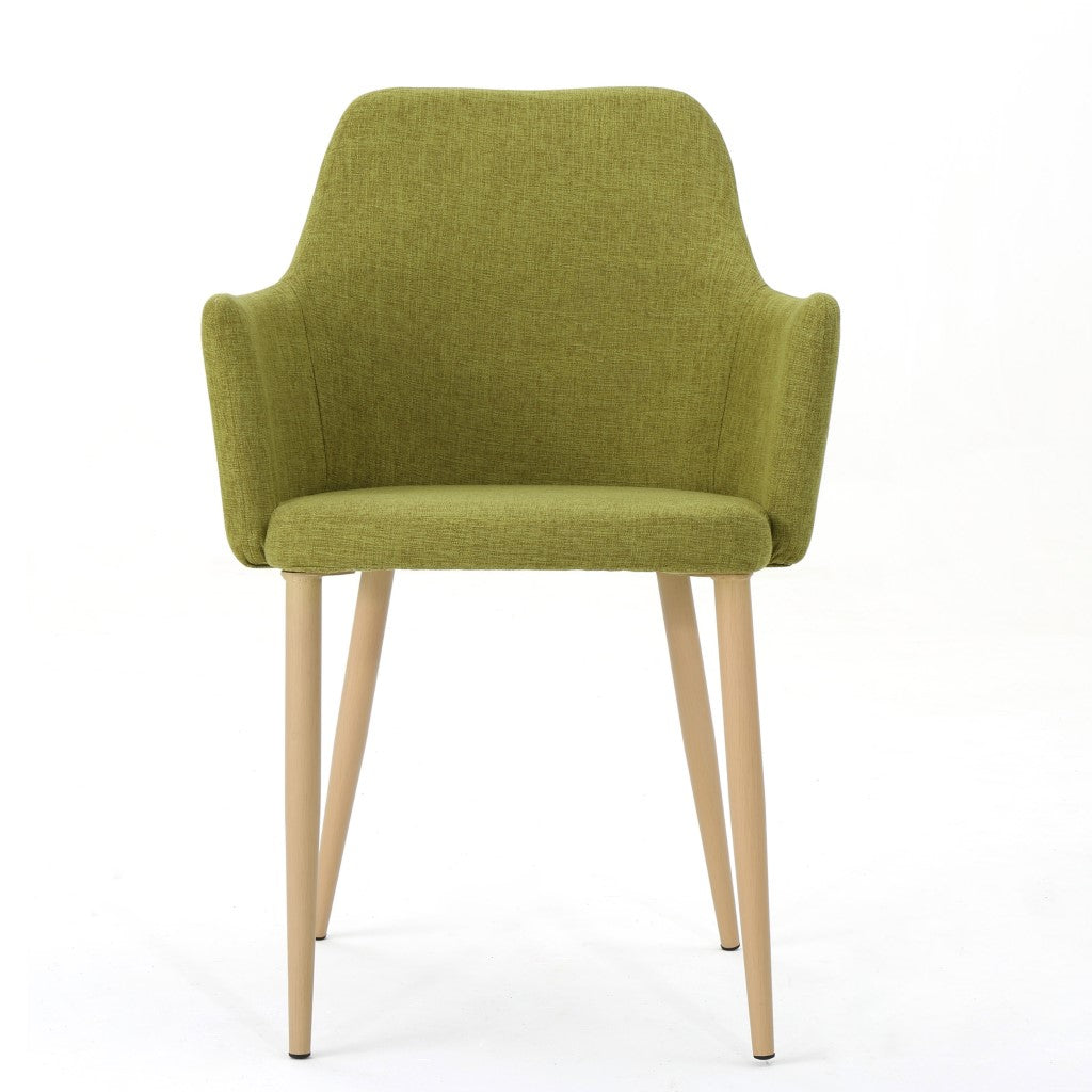 Serra Mid Century Fabric Dining Chair with Wood Finished Metal Legs (Set of 2)