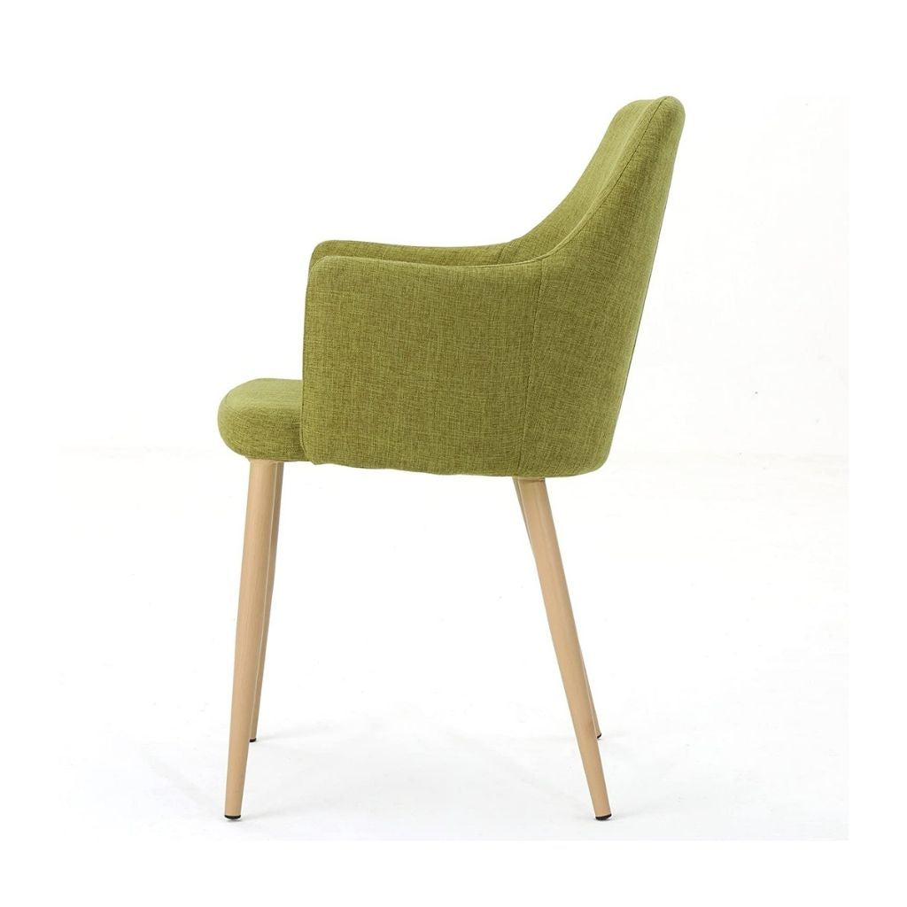 Serra Mid Century Fabric Dining Chair with Wood Finished Metal Legs (Set of 2)