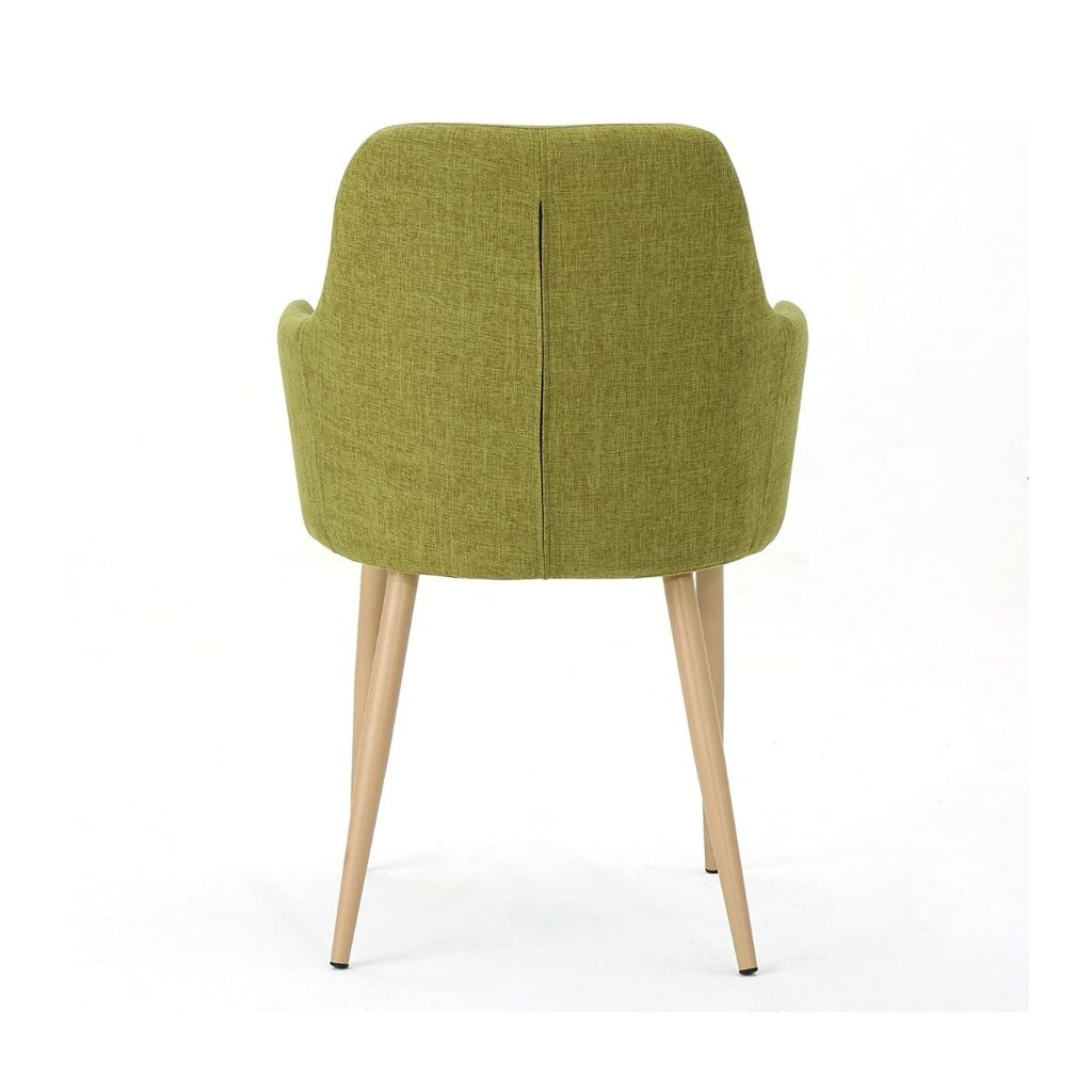 Serra Mid Century Fabric Dining Chair with Wood Finished Metal Legs (Set of 2)