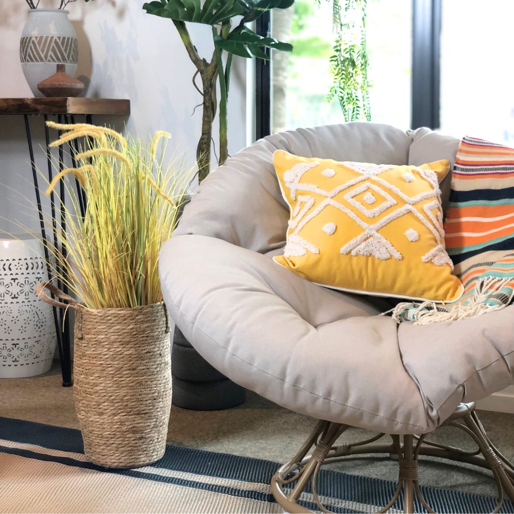 Straw Woven Flower Basket Planter With Handles