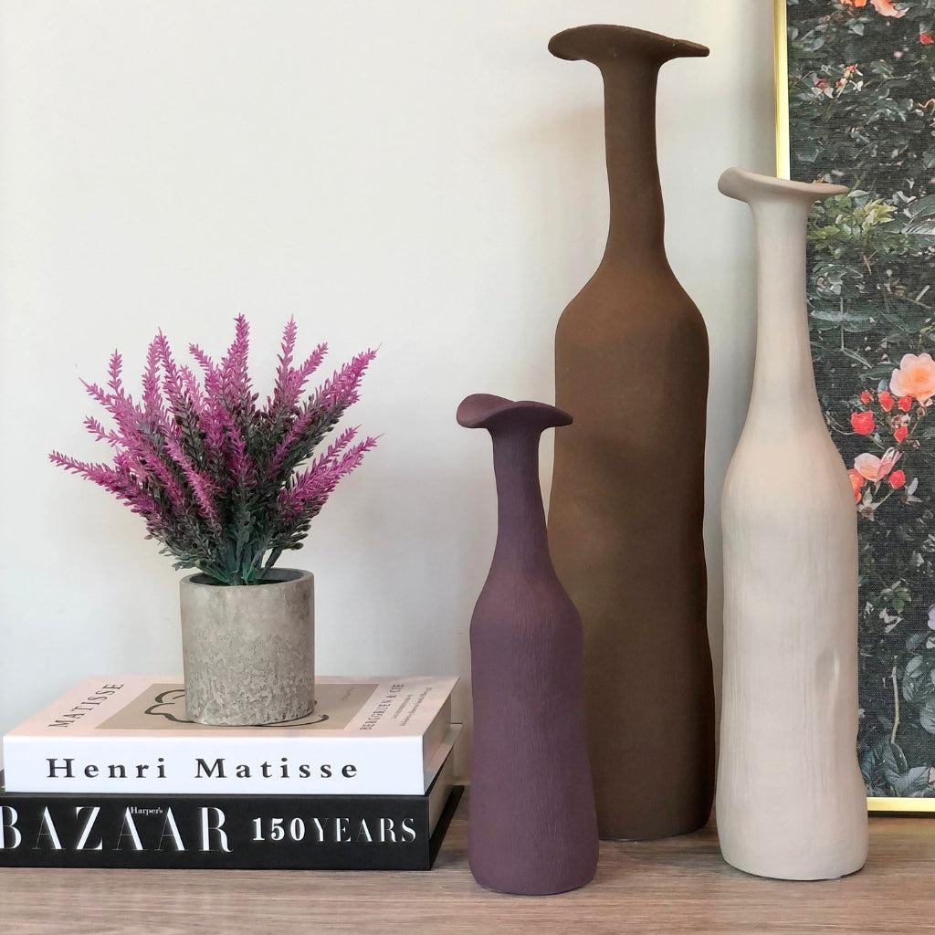 Tall Abstract Bud Ceramic Vases (Set of 3)