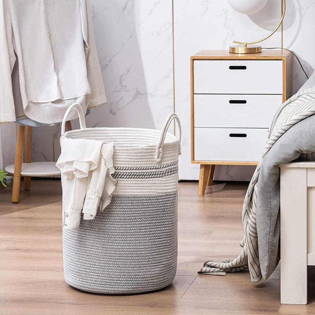Tall Cotton Rope Laundry Basket
