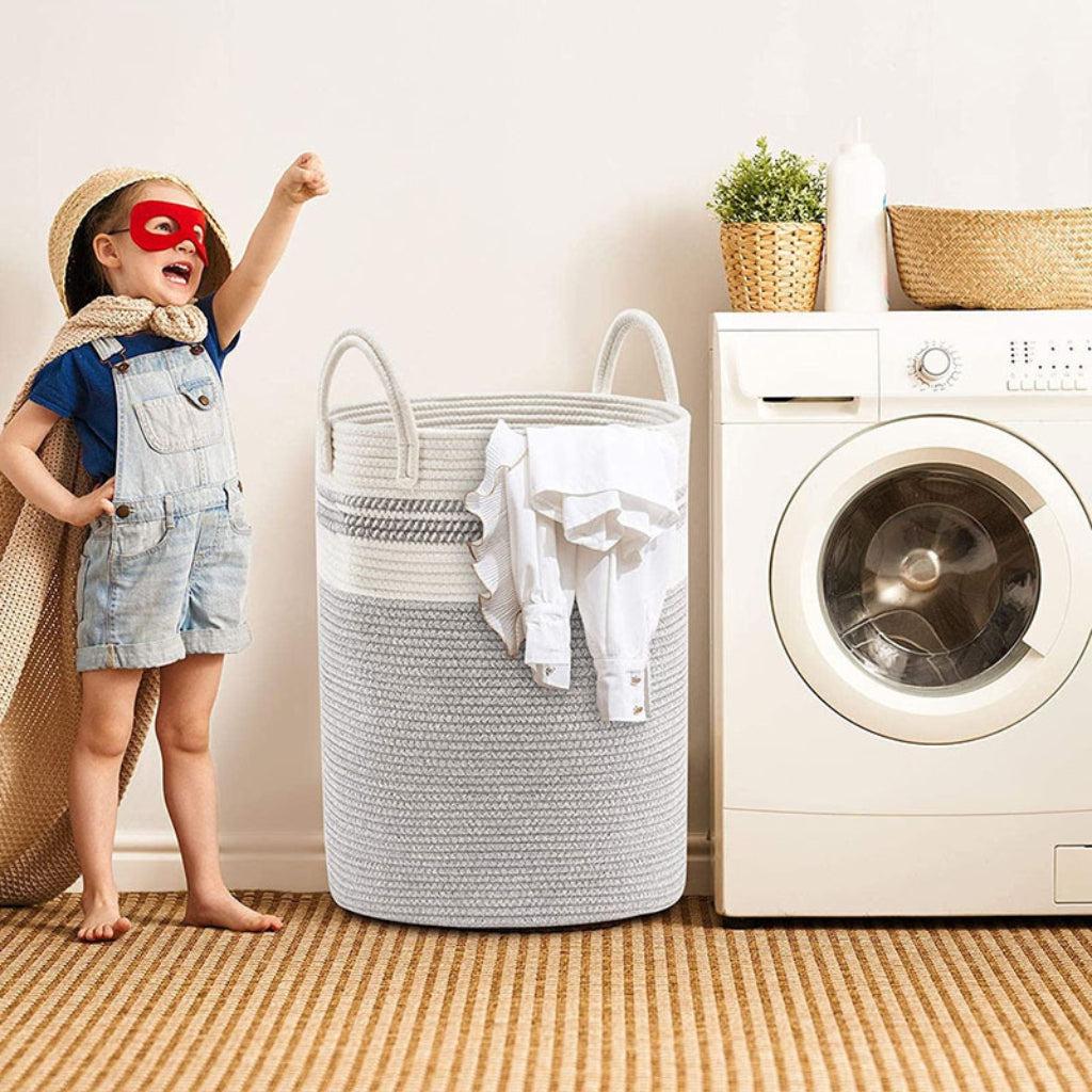 Tall Cotton Rope Laundry Basket