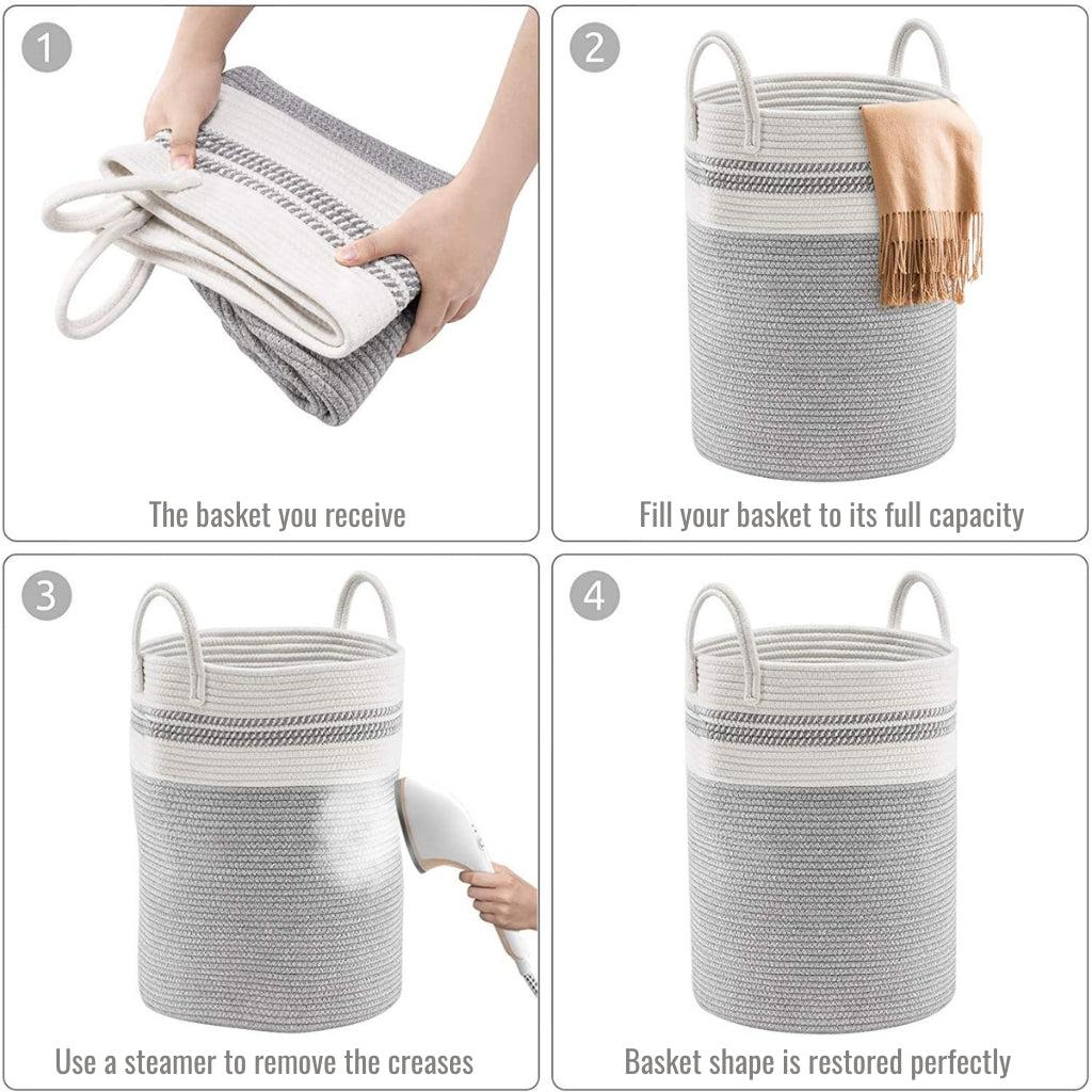 Tall Cotton Rope Laundry Basket