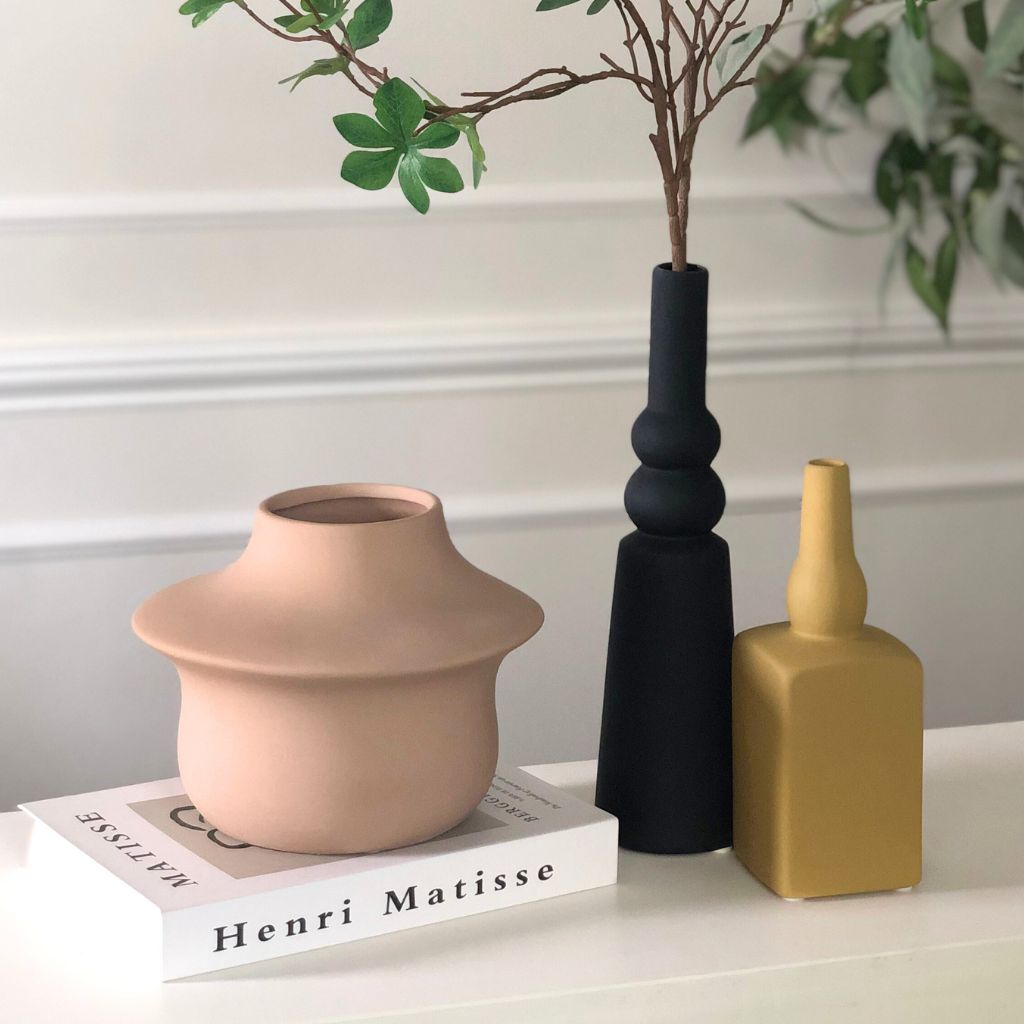 Taupe Asymmetrical Curve Vase