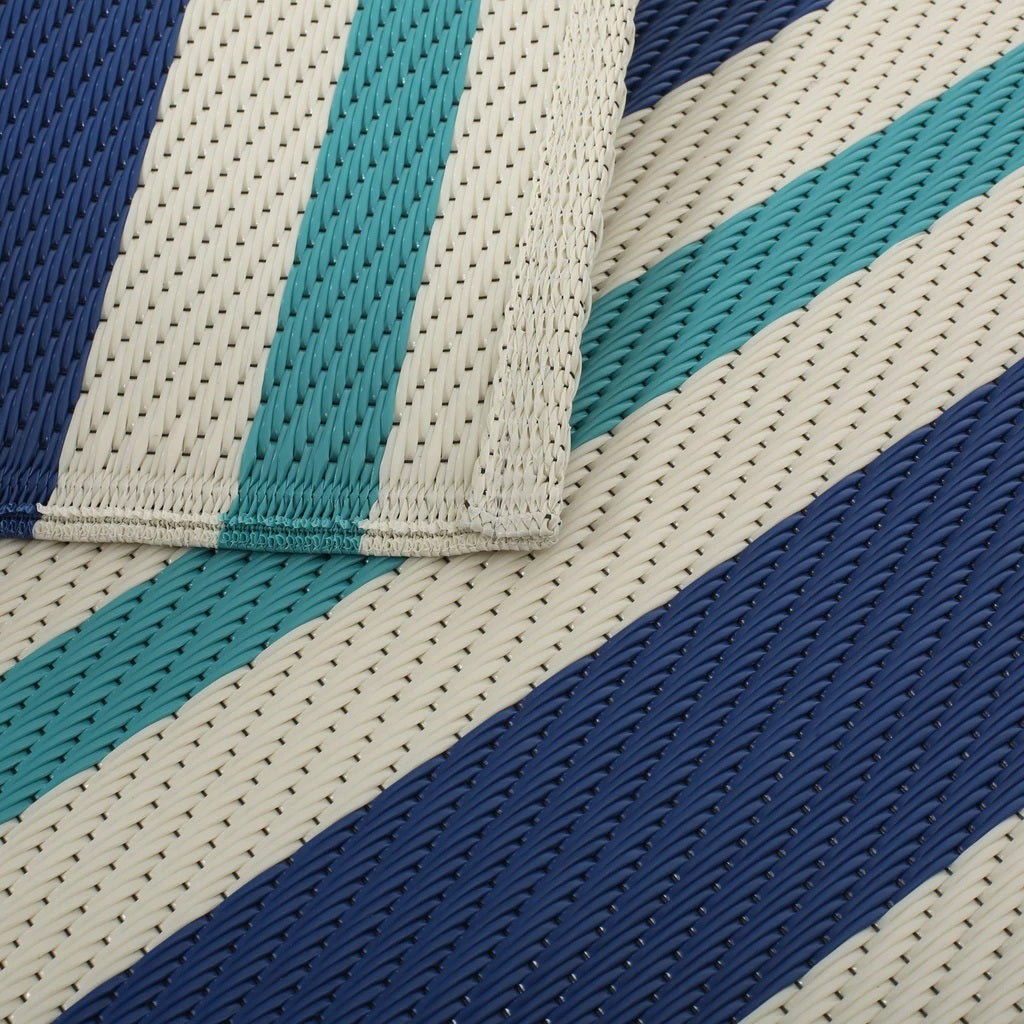 The Outdoor Modern Scatter Rug, Night Blue, Turquoise, and Cream