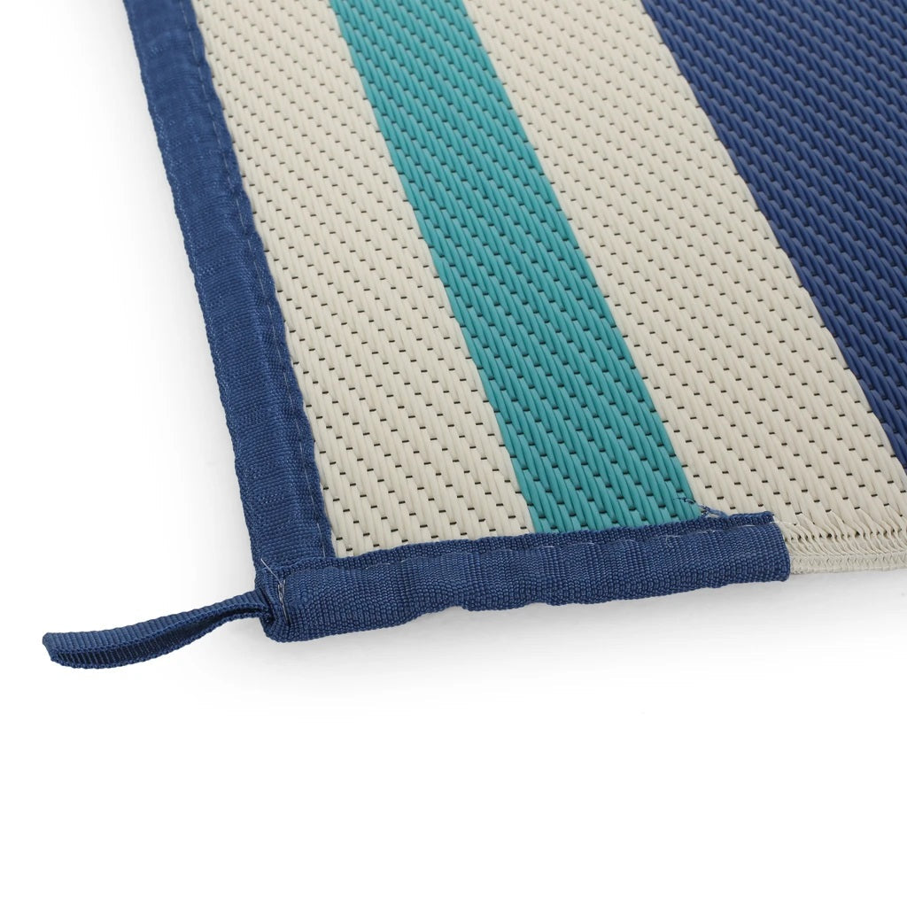 The Outdoor Modern Scatter Rug, Night Blue, Turquoise, and Cream