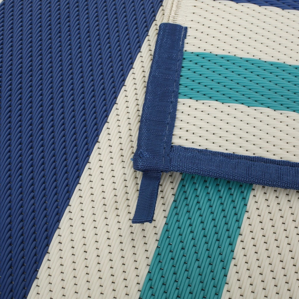 The Outdoor Modern Scatter Rug, Night Blue, Turquoise, and Cream