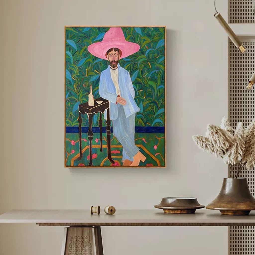 The Pink Hat Portrait Wall Art Framed Print