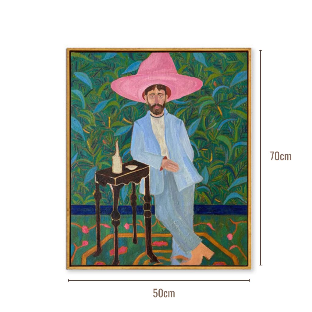 The Pink Hat Portrait Wall Art Framed Print