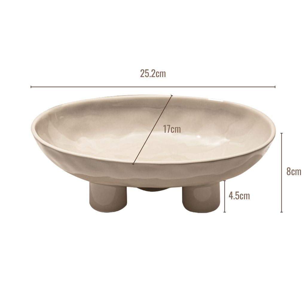 Three Legged Ceramic Decorative Fruit Bowl