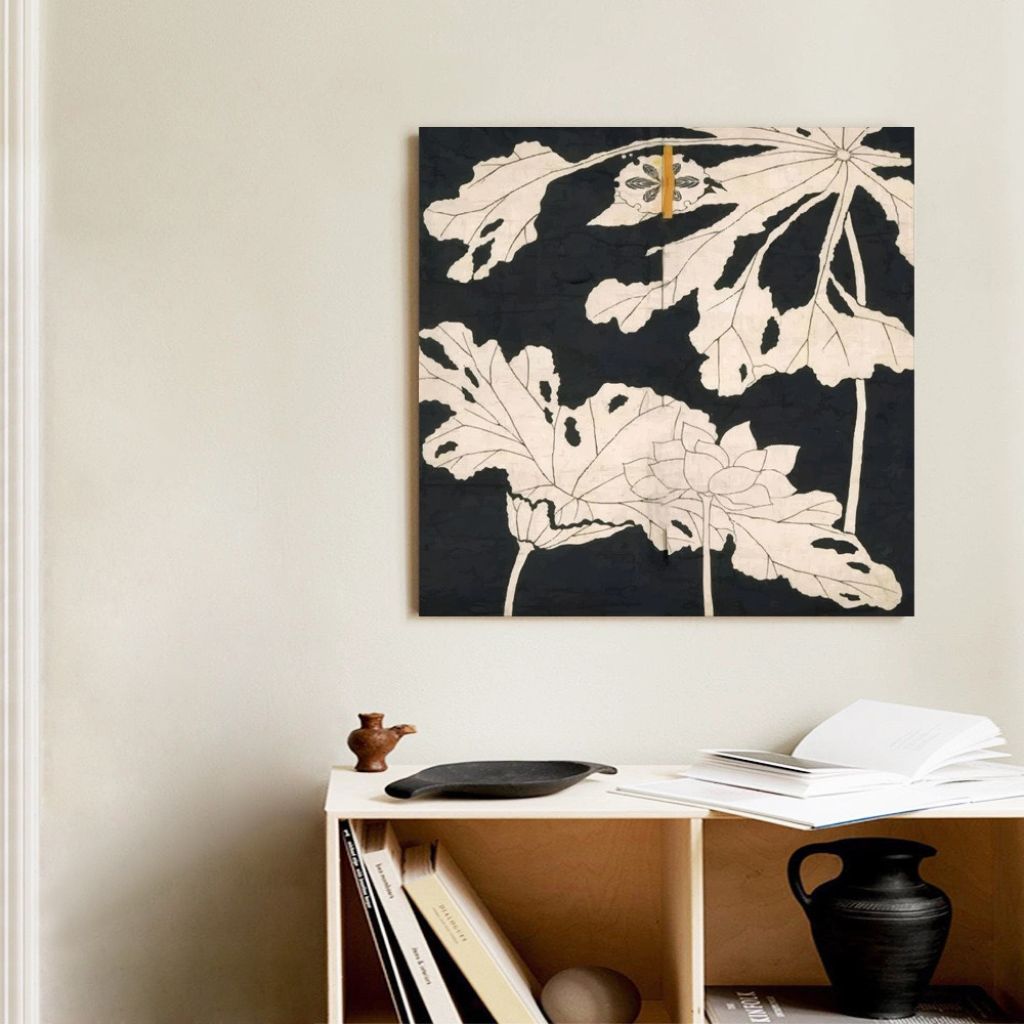 Vintage Black and White Lotus Framed Print