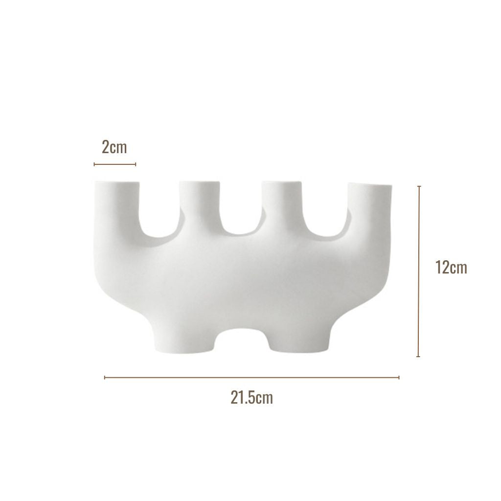 White Ceramic Abstract Candle Holder
