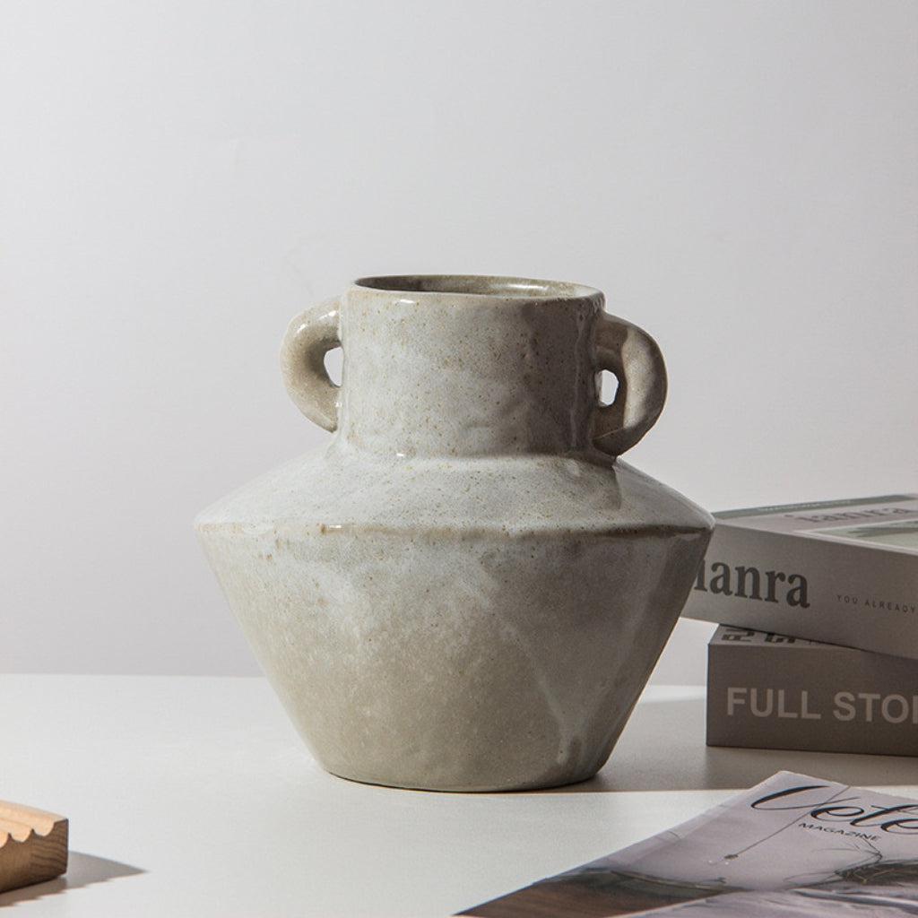 Wide Vintage Ceramic Glazed Vase