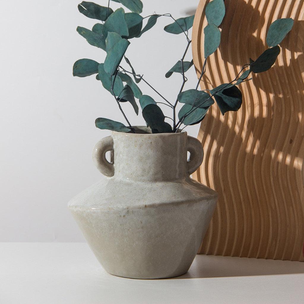 Wide Vintage Ceramic Glazed Vase