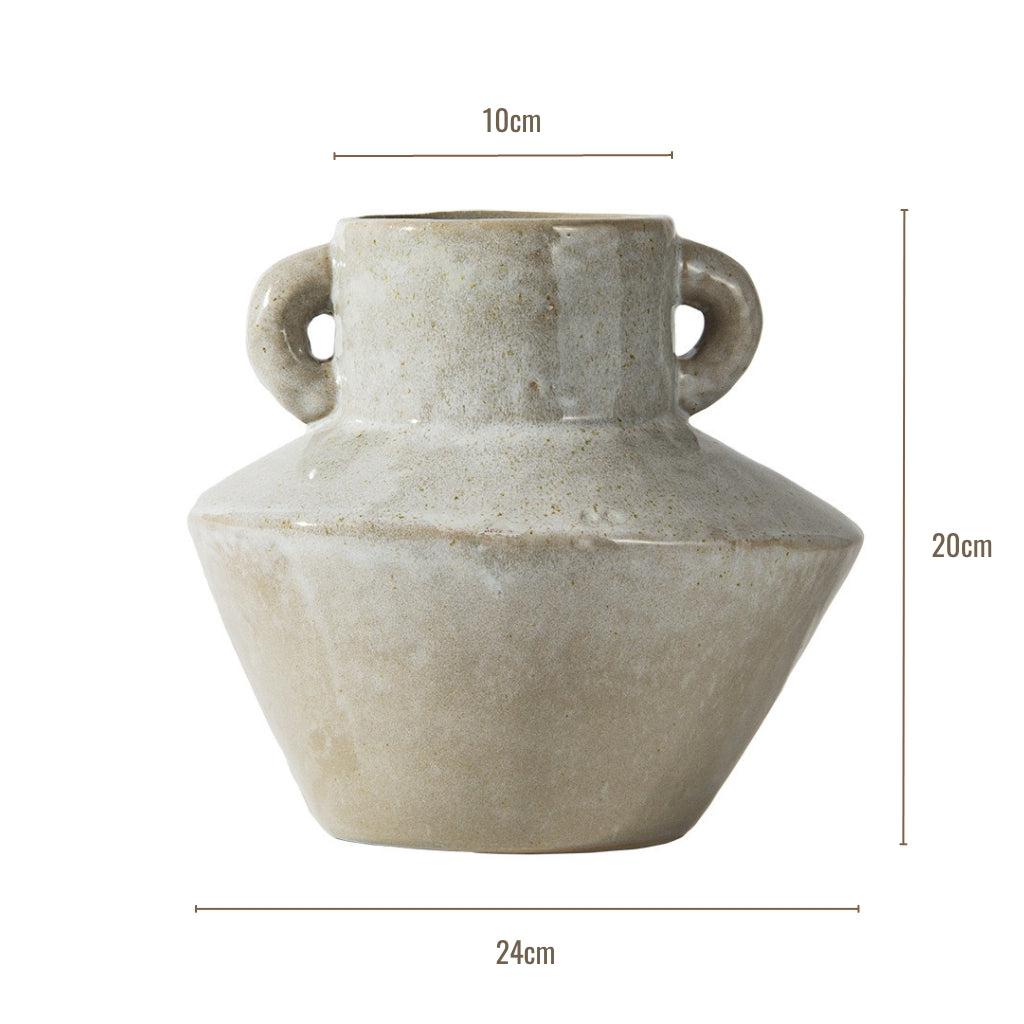 Wide Vintage Ceramic Glazed Vase