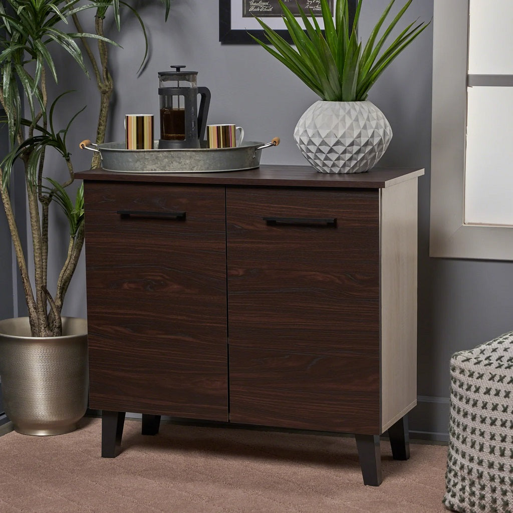Willson Modern 3-Shelf Walnut Finished Faux Wood Cabinet