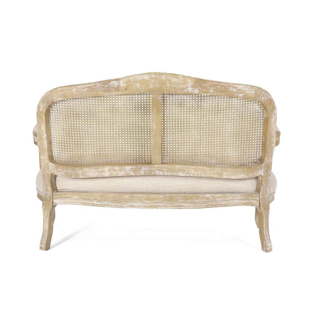 Wistar French Country Wood and Cane Loveseat