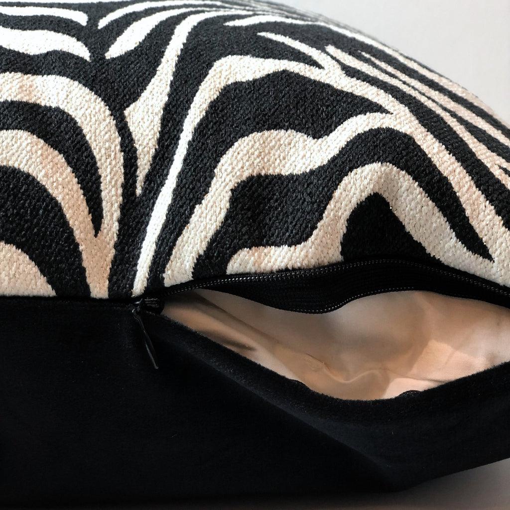Zebra Stripes with Silver Threads Throw Pillow Cover