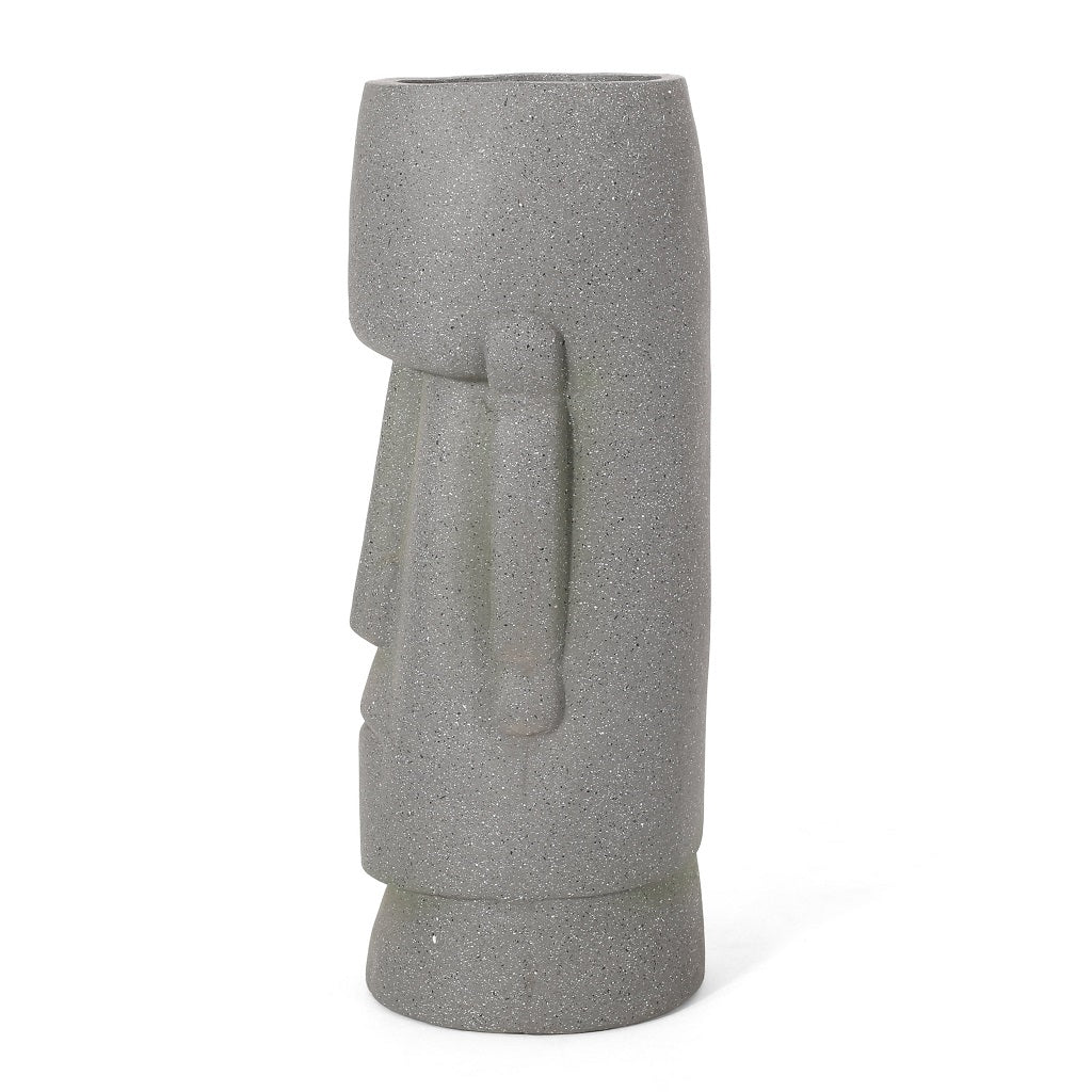 Harrod Outdoor Easter Island Statue Decorative Planter, Stone Gray