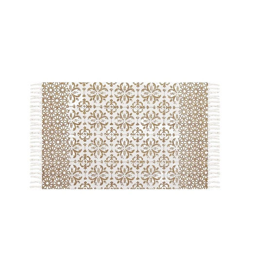 Moroccan Pattern Woven Rug with Tassels