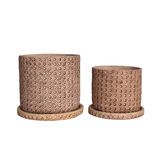 Woven Cane Garden Planter Pots (Set of 2)