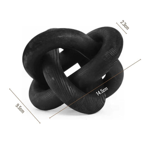 Image of Black 3-Link Wooden Knot Decorative Sculpture_2