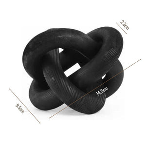 Black 3-Link Wooden Knot Decorative Sculpture_2