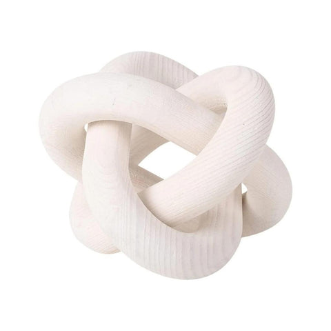 White 3-Link Wooden Knot Decorative Sculpture