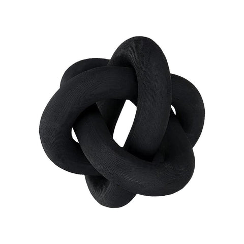 Black 3-Link Wooden Knot Decorative Sculpture