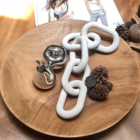 5-Link Wooden Chain Decorative Object