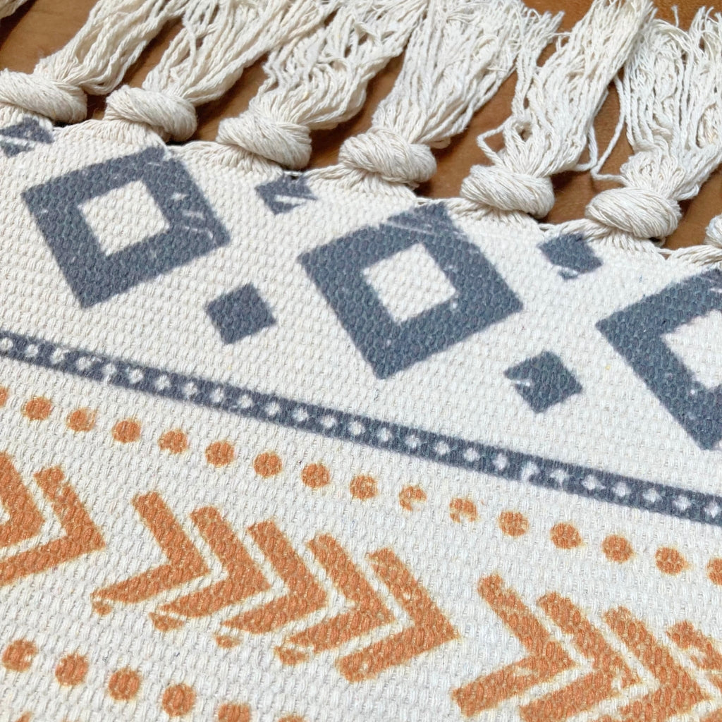 Geometric Woven Rug with Tassels
