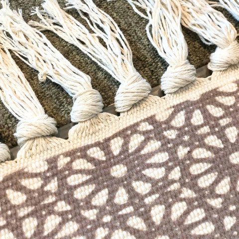 Image of Moroccan Pattern Woven Rug with Tassels